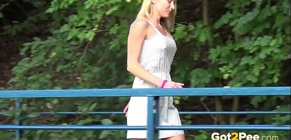  Got2Pee - Public pissing for gorgeous blonde with long hair